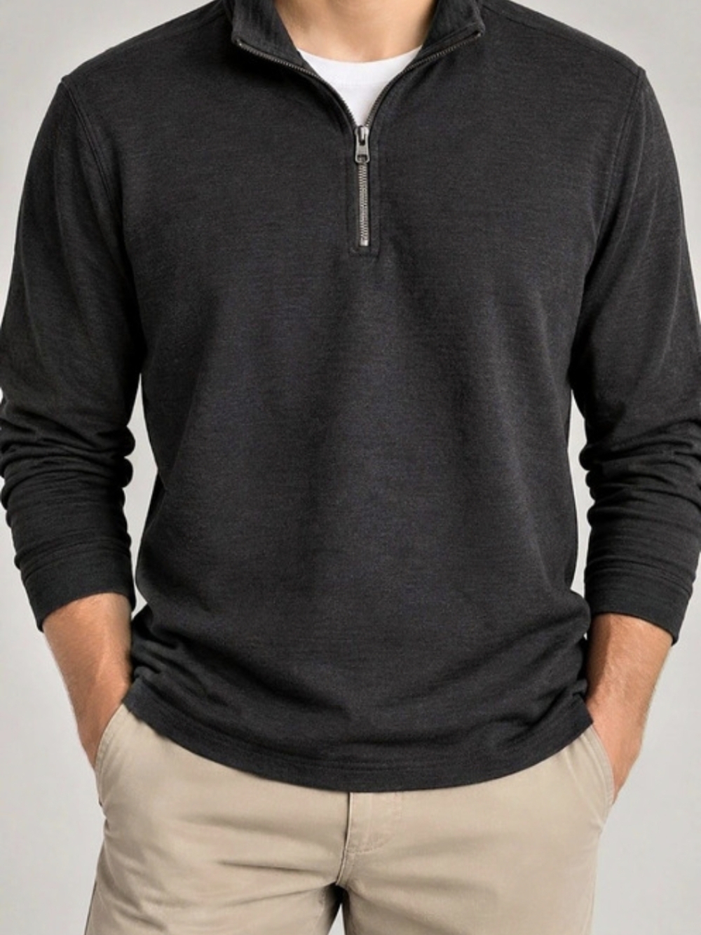 Calvin Klein Jeans Men's Quarter-Zip Ribbed Pullover XXL Black
